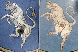 Italians bemused by Milan bull mosaic restoration